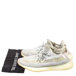 Pre Owned Yeezy x adidas White Knit Fabric Boost 350 V2 Yeshaya Sneakers Size 44 2/3