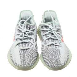 Pre Owned Yeezy x Adidas Light Blue Cotton Knit Boost 350 V2 Blue Tint Sneakers Size 44