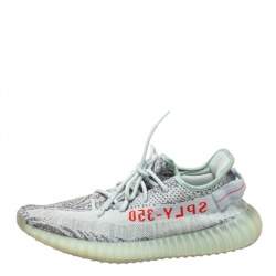 Pre Owned Yeezy x Adidas Light Blue Cotton Knit Boost 350 V2 Blue Tint Sneakers Size 44