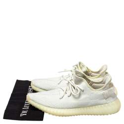 Pre Owned Adidas Yeezy White Knit Fabric 350 V2 Butter Sneakers Size 43.5