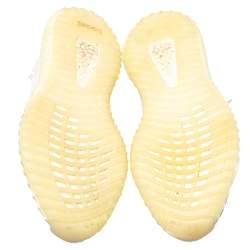 Pre Owned Adidas Yeezy White Knit Fabric 350 V2 Butter Sneakers Size 43.5