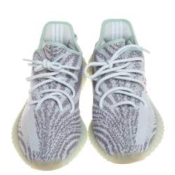 Pre Owned Yeezy x Adidas Light Blue Cotton Knit Boost 350 V2 Blue Tint Sneakers Size 44 2/3