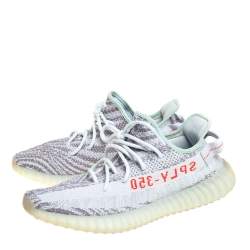 Pre Owned Yeezy x Adidas Light Blue Cotton Knit Boost 350 V2 Blue Tint Sneakers Size 44 2/3