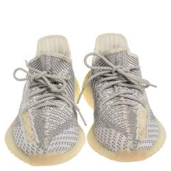 Pre Owned حذاء رياضي ييزي x أديداس بوست 350 ڨي2 ستاتيك قماش تريكو رصاصي وأبيض غير عاكس مقاس 42