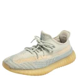 Pre Owned Yeezy x adidas Blue/White Knit Fabric Boost 350 V2 Cloud White Sneakers Size 42 2/3