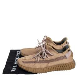 Pre Owned Yeezy x adidas Brown Knit Fabric Boost 350 V2 Earth Sneakers Size 42 2/3