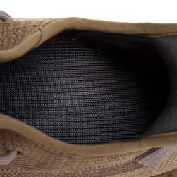 Pre Owned Yeezy x adidas Brown Knit Fabric Boost 350 V2 Earth Sneakers Size 42 2/3