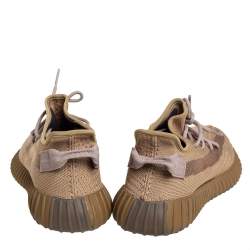 Pre Owned Yeezy x adidas Brown Knit Fabric Boost 350 V2 Earth Sneakers Size 42 2/3