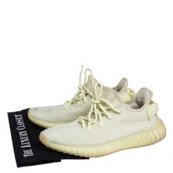 Pre Owned Yeezy x Adidas Yellow Knit Fabric Boost 350 V2 Butter Sneakers Size 37 1/3