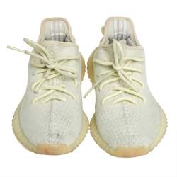 Pre Owned Yeezy x Adidas Yellow Knit Fabric Boost 350 V2 Butter Sneakers Size 37 1/3