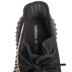 Pre Owned Yeezy x Adidas Core Black/White Knit Fabric Boost 350 V2 Sneakers Size 43 1/3