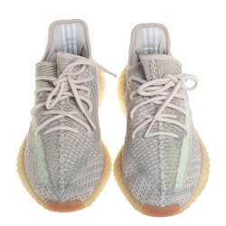 Pre Owned Yeezy x Adidas Green Citrin Cotton Knit 350 V2 NR Sneakers Size 42