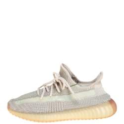 Pre Owned Yeezy x Adidas Green Citrin Cotton Knit 350 V2 NR Sneakers Size 42