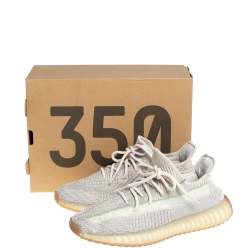 Pre Owned Yeezy x Adidas Green Citrin Cotton Knit 350 V2 NR Sneakers Size 42