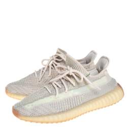 Pre Owned Yeezy x Adidas Green Citrin Cotton Knit 350 V2 NR Sneakers Size 42