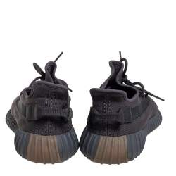 Pre Owned Yeezy x adidas Dark Grey Knit Fabric And Mesh Boost 350 V2 Cinder Sneakers Size 45.5