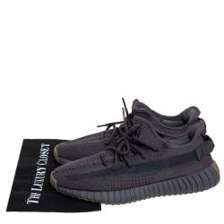 Pre Owned Yeezy x adidas Dark Grey Knit Fabric And Mesh Boost 350 V2 Cinder Sneakers Size 45.5