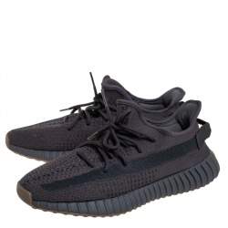 Pre Owned Yeezy x adidas Dark Grey Knit Fabric And Mesh Boost 350 V2 Cinder Sneakers Size 45.5