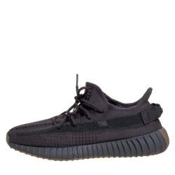 Pre Owned Yeezy x adidas Dark Grey Knit Fabric And Mesh Boost 350 V2 Cinder Sneakers Size 45.5