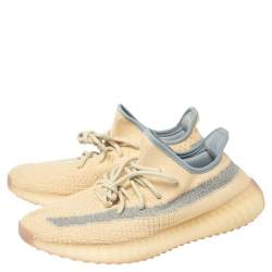 Pre Owned Yeezy x adidas Yellow Cotton Knit Boost 350 V2 Linen Sneakers Size 42 2/3