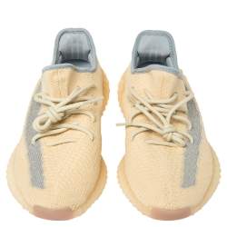 Pre Owned Yeezy x adidas Yellow Cotton Knit Boost 350 V2 Linen Sneakers Size 42 2/3