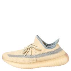 Pre Owned Yeezy x adidas Yellow Cotton Knit Boost 350 V2 Linen Sneakers Size 42 2/3
