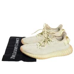 Pre Owned Yeezy x Adidas Knit Fabric Boost 350 V2 Butter Sneakers Size FR38 2/3