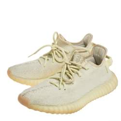 Pre Owned Yeezy x Adidas Knit Fabric Boost 350 V2 Butter Sneakers Size FR38 2/3