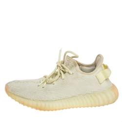 Pre Owned Yeezy x Adidas Knit Fabric Boost 350 V2 Butter Sneakers Size FR38 2/3