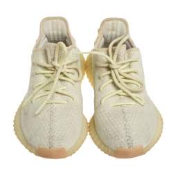 Pre Owned Yeezy x Adidas Knit Fabric Boost 350 V2 Butter Sneakers Size FR38 2/3