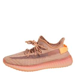 Pre Owned Yeezy x adidas Maple Orange Knit Fabric Boost 350 V2 Low Top Sneakers Size 43 1/3