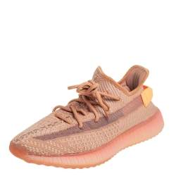 Pre Owned Yeezy x adidas Maple Orange Knit Fabric Boost 350 V2 Low Top Sneakers Size 43 1/3