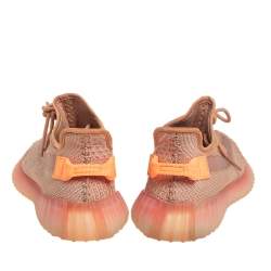 Pre Owned Yeezy x adidas Maple Orange Knit Fabric Boost 350 V2 Low Top Sneakers Size 43 1/3