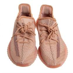 Pre Owned Yeezy x adidas Maple Orange Knit Fabric Boost 350 V2 Low Top Sneakers Size 43 1/3