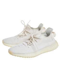 Pre Owned حذاء رياضي ييزي x أديداس بوست 350 V2 قماش تريكو أبيض تريبل عنق منخفض مقاس 41 1/3