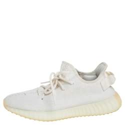 Pre Owned حذاء رياضي ييزي x أديداس بوست 350 V2 قماش تريكو أبيض تريبل عنق منخفض مقاس 41 1/3