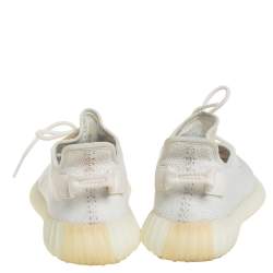 Pre Owned حذاء رياضي ييزي x أديداس بوست 350 V2 قماش تريكو أبيض تريبل عنق منخفض مقاس 41 1/3