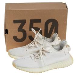 Pre Owned حذاء رياضي ييزي x أديداس بوست 350 V2 قماش تريكو أبيض تريبل عنق منخفض مقاس 41 1/3