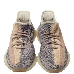 Pre Owned Yeezy x adidas Multicolor Knit Fabric Boost 350 V2 Ash Pearl Sneakers Size 44 2/3