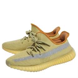 مملوكة مسبقًا Yeezy x adidas Green Knit Fabric Boost 350 V2 Marsh Sneakers Size 42