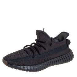 Pre Owned Yeezy x adidas Black Knit Fabric Boost 350 V2 Cinder Sneakers Size 39 1/3