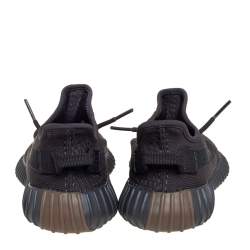 Pre Owned Yeezy x adidas Black Knit Fabric Boost 350 V2 Cinder Sneakers Size 39 1/3