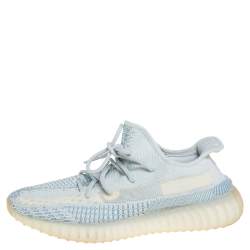 Pre Owned Yeezy x adidas Blue/White Knit Fabric Boost 350 V2 Cloud White Sneakers Size 43 1/3