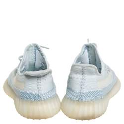 Pre Owned Yeezy x adidas Blue/White Knit Fabric Boost 350 V2 Cloud White Sneakers Size 43 1/3