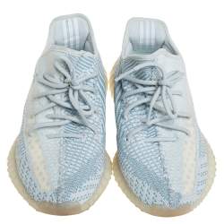 Pre Owned Yeezy x adidas Blue/White Knit Fabric Boost 350 V2 Cloud White Sneakers Size 43 1/3