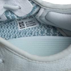 Pre Owned Yeezy x adidas Blue/White Knit Fabric Boost 350 V2 Cloud White Sneakers Size 43 1/3