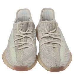 Pre Owned Yeezy x adidas Cream/Grey Knit Fabric Boost 350 V2 Citrin Sneakers Size 42 2/3