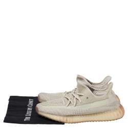 Pre Owned Yeezy x adidas Cream/Grey Knit Fabric Boost 350 V2 Citrin Sneakers Size 42 2/3