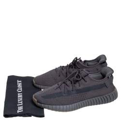 مملوكة مسبقًا Yeezy x Adidas Dark Grey Cotton Knit Boost 350 V2 Cinder Sneakers Size 46