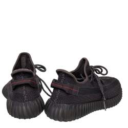 Pre Owned Yeezy x adidas Black Knit Fabric Boost 350 V2 Static Low Top Sneakers Size 44